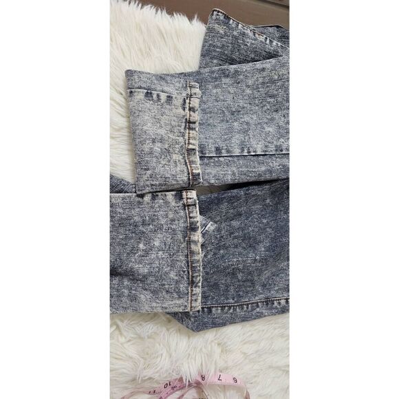 JouJou Premium Denim Juniors Size 11/12 Acid Wash Dark Blue Skinny Jeans 80's Re - Picture 3 of 6